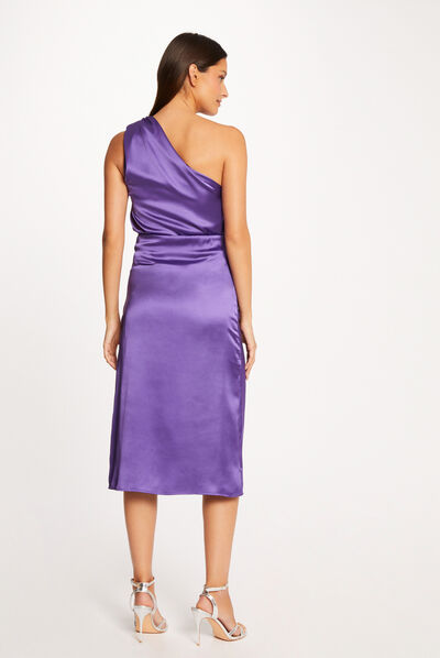 Blouse asymétrique satin violet femme