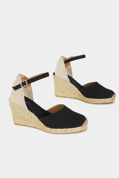 Espadrilles compensées noir femme