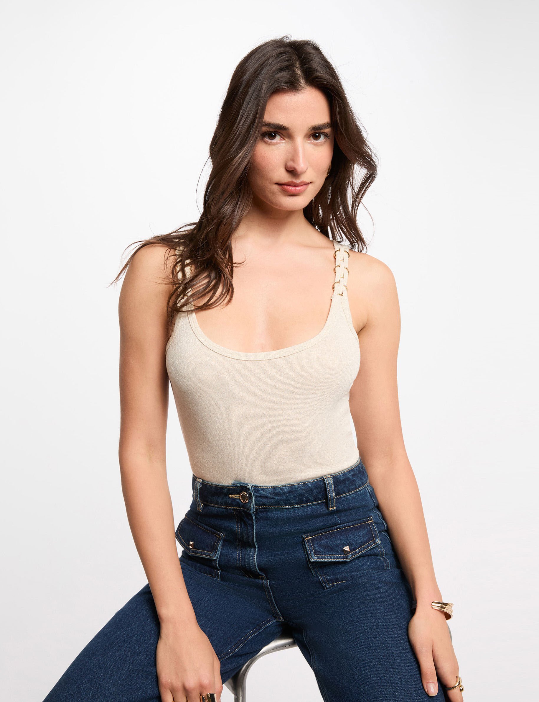 T shirt cintré col rond femme - vue 1