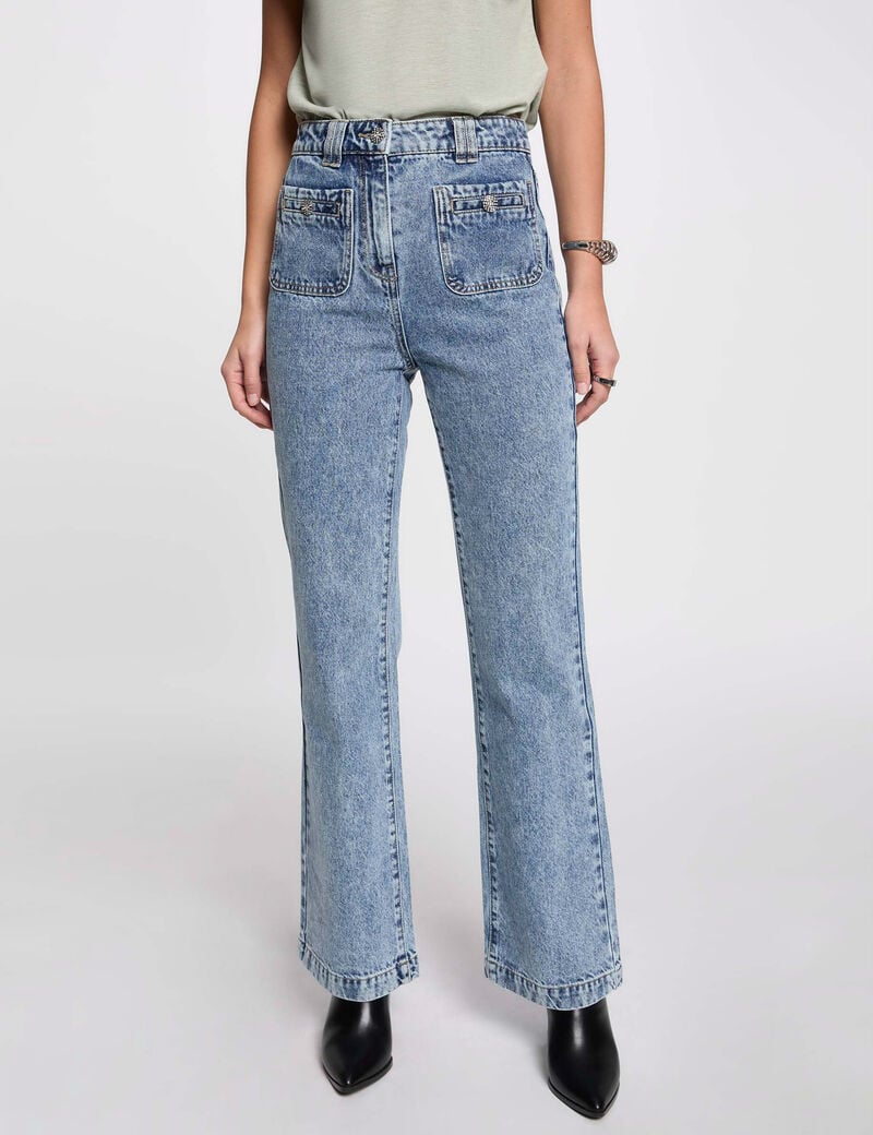 jeans large denim double stone femme Jeans large denim double stone femme
