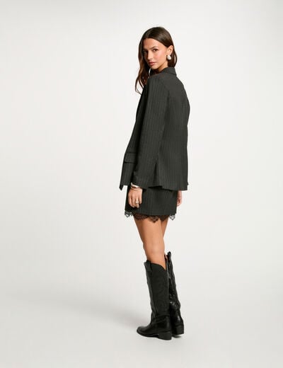 Blazer &agrave; rayures gris fonc&eacute; femme