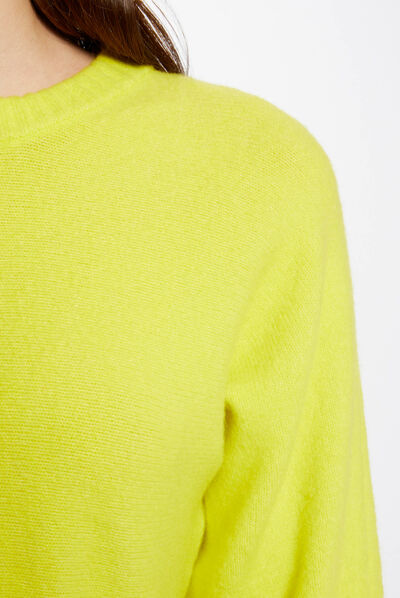 Pull manches longues à col rond anis femme