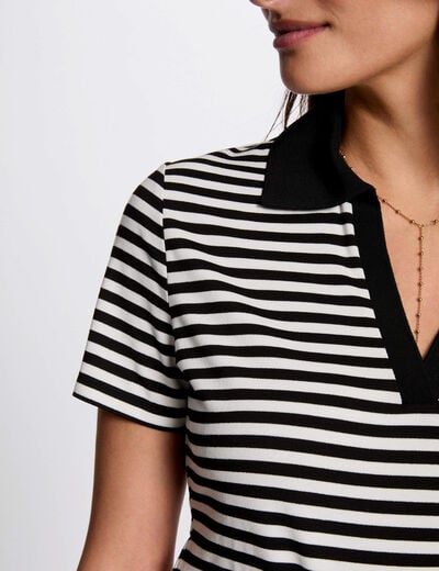 T-shirt manches courtes rayé blanc femme