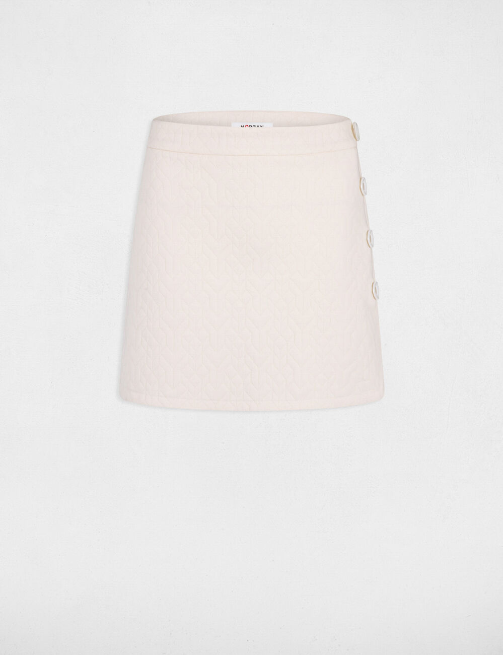 Jupe portefeuille aspect matelassé ecru moyen femme