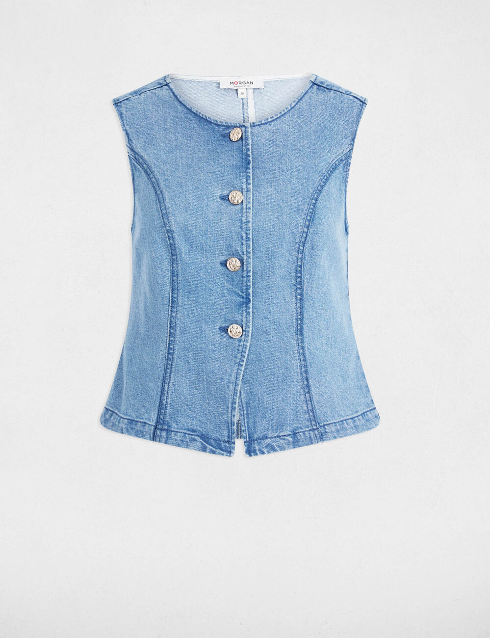 Gilet sans manches denim double stone femme
