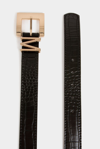 Ceinture passant M aspect croco noir femme