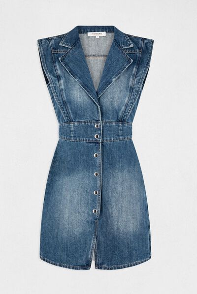 Robe sans manches ceintrée jean stone femme