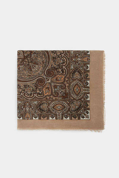 Foulard imprimé cachemire marron femme