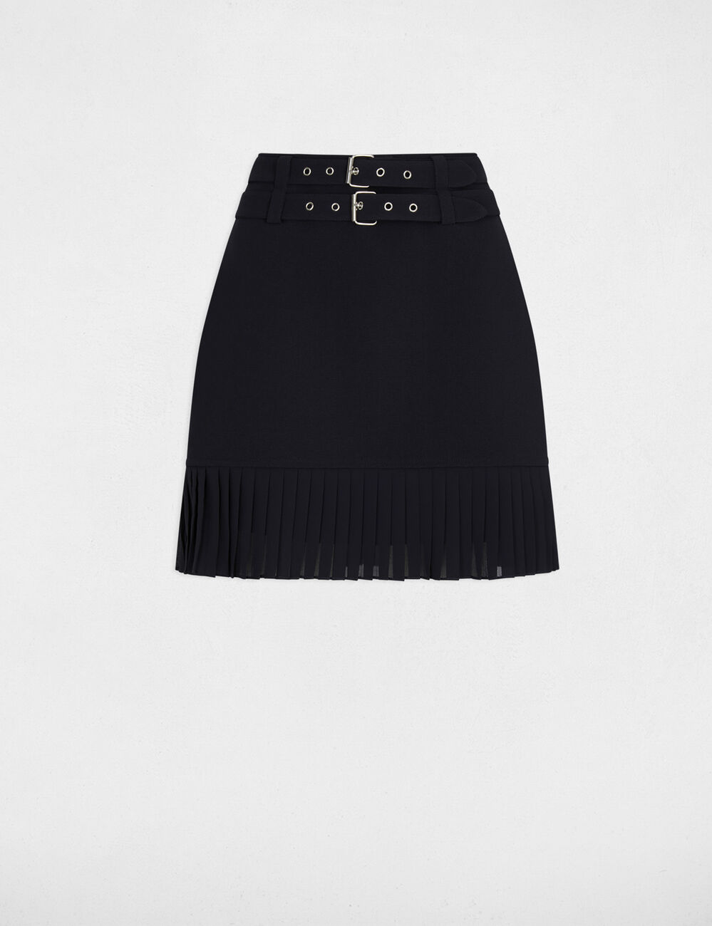Jupe courte pliss&eacute;e bleu marine femme