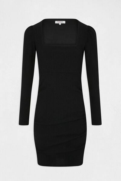 Robe ajustée encolure coeur noir femme