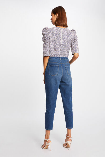 Jeans droit taille haute 7/8ème jean stone femme