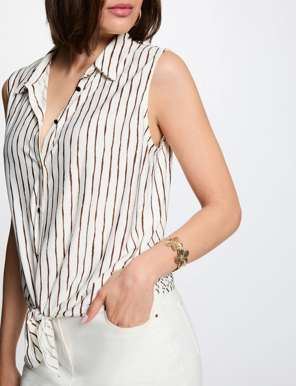 Chemise col &agrave; revers blanc femme