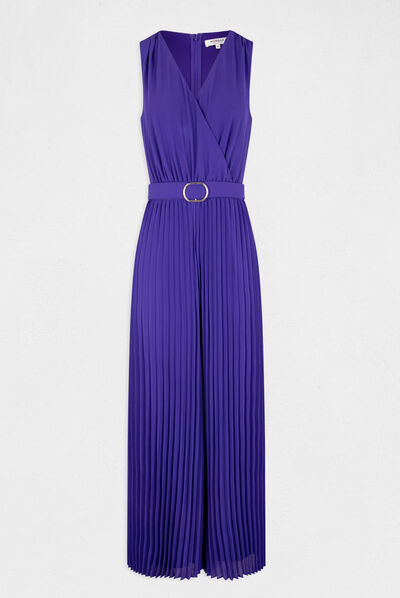 Combinaison ample à jambes plissées violet fonce femme