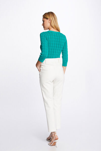 Gilet manches 3/4 boutonné vert moyen femme