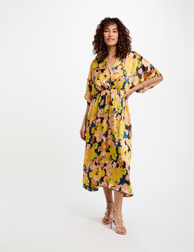 Robe midi droite imprim&eacute;e multicolore femme