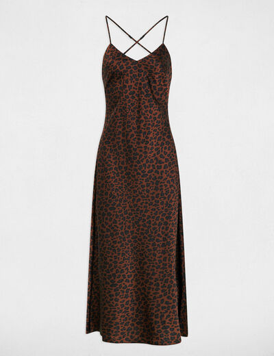 Robe satin&eacute;e col v multicolore femme