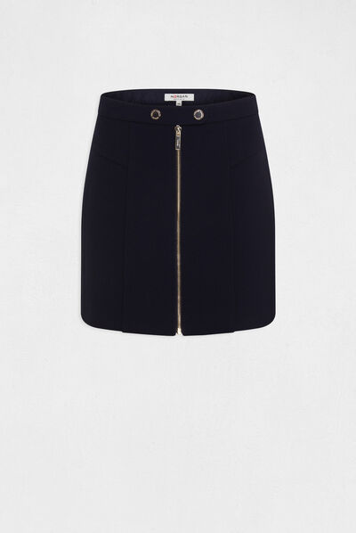 Jupe trapèze zippée marine femme