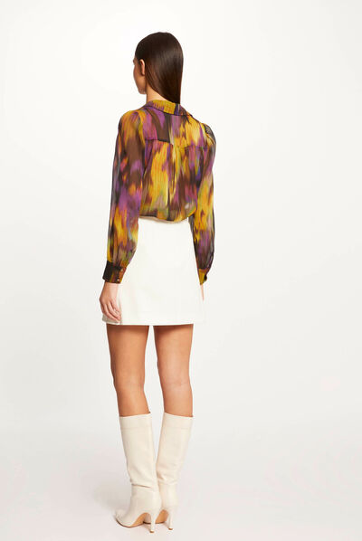 Chemise manches longues imprimé abstrait multico femme