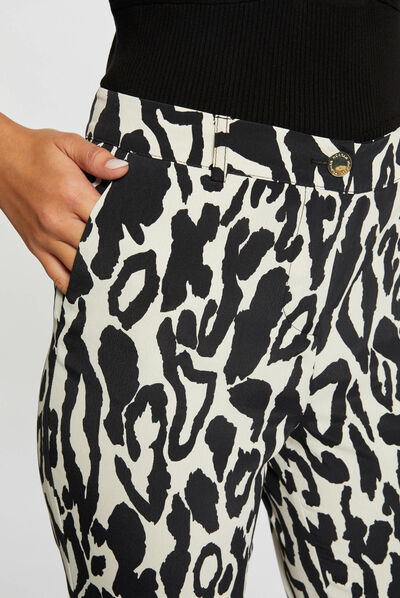 Pantalon droit imprimé animalier multico femme