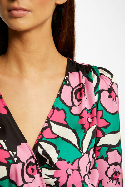 Blouse manches longues imprimé floral multico femme