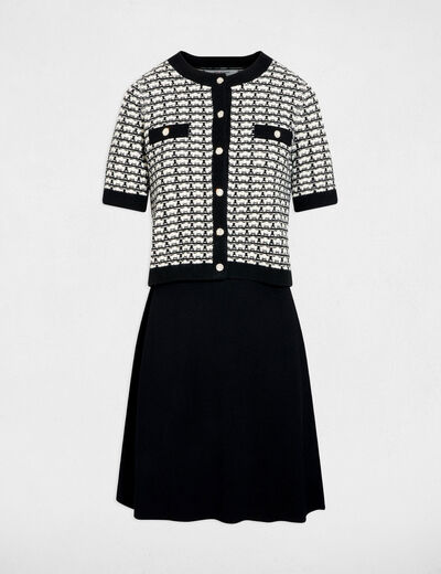 Robe tricot effet 2-en-1 noir femme
