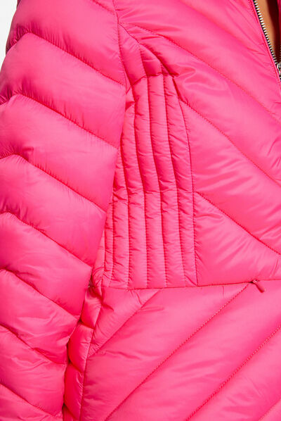 Doudoune droite zippée fuchsia femme