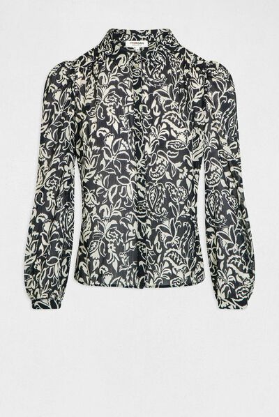 Chemise manches longues imprimé végétal multico femme