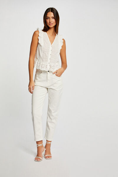 Pantalon droit  blanc femme