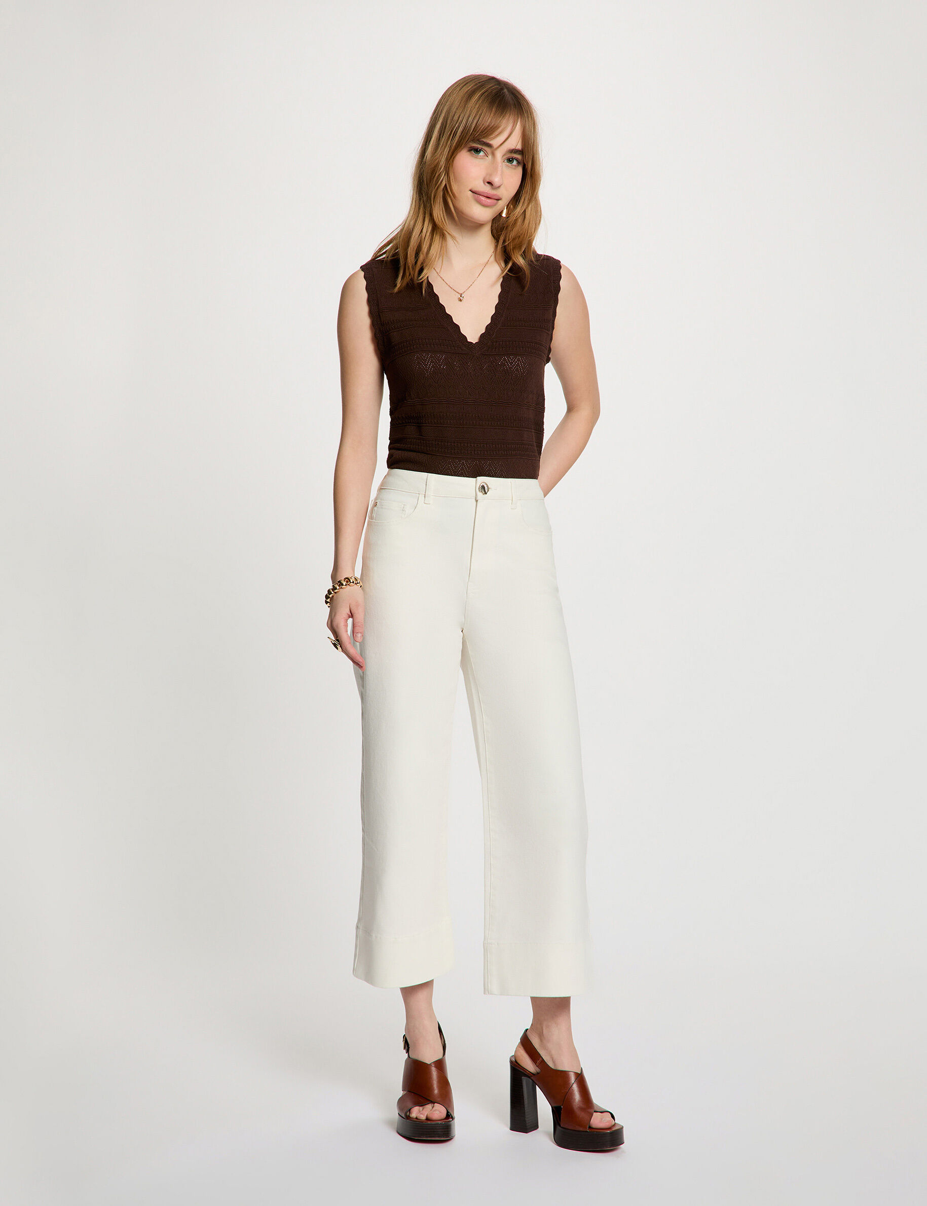 Pantacourt large taille haute femme - vue 1