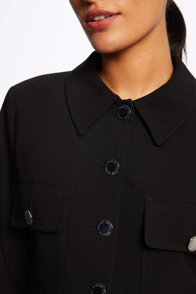 Veste droite boutonnée noir femme