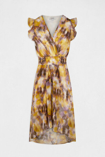 Robe midi cintrée imprimé abstrait multico femme