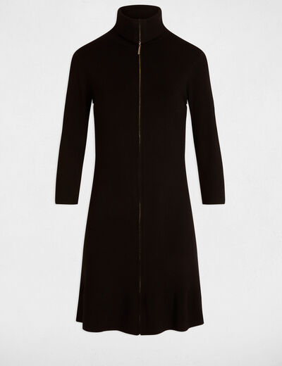 Robe tricot ajust&eacute;e zipp&eacute;e noir femme
