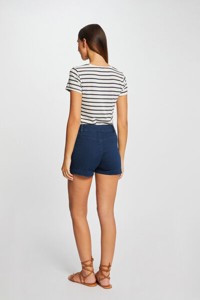 T-shirt manches courtes à rayures marine femme