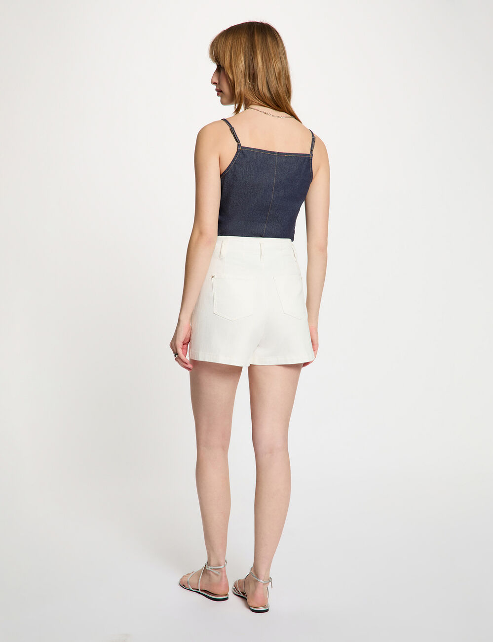 Top ajust&eacute; en jean denim brut femme
