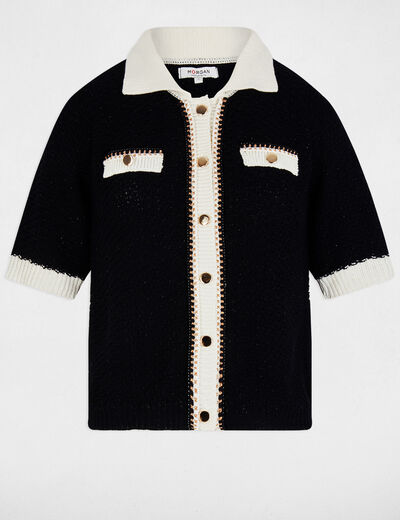 Gilet col à revers noir femme