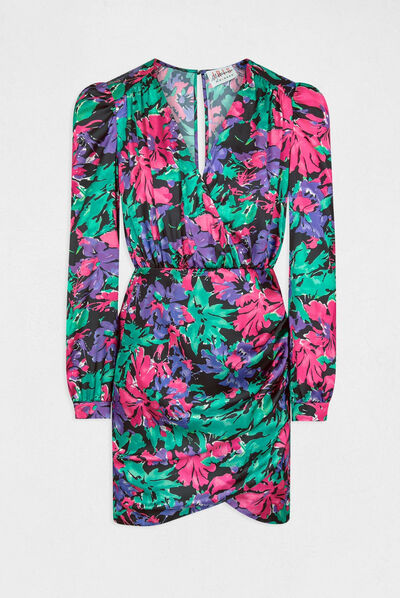 Robe ajustée drapée imprimé floral multico femme