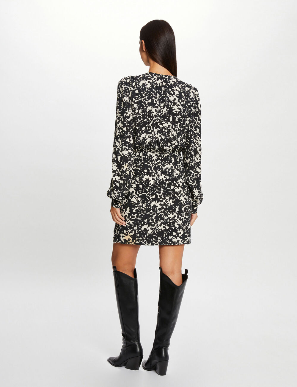Robe ajustée drapée imprimé abstrait multico femme