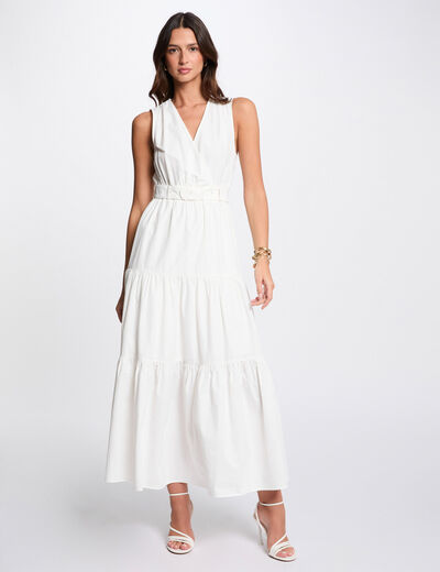 Robe longue droite blanc femme