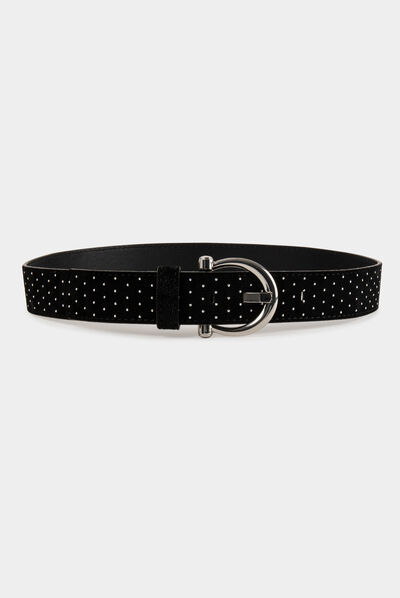 Ceinture velours avec clous noir femme