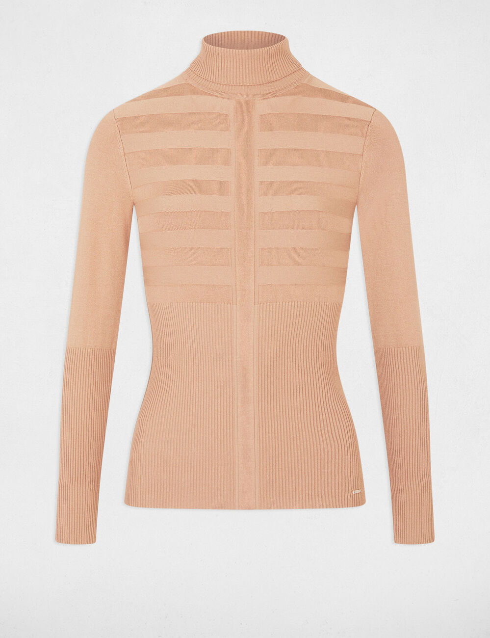 Pull col roul&eacute; cintr&eacute; camel femme