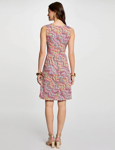 Robe courte droite imprimée multicolore femme