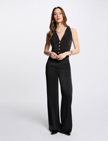 Pantalon large fluide noir femme
