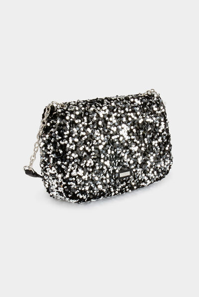 Sac pochette à sequins argente femme