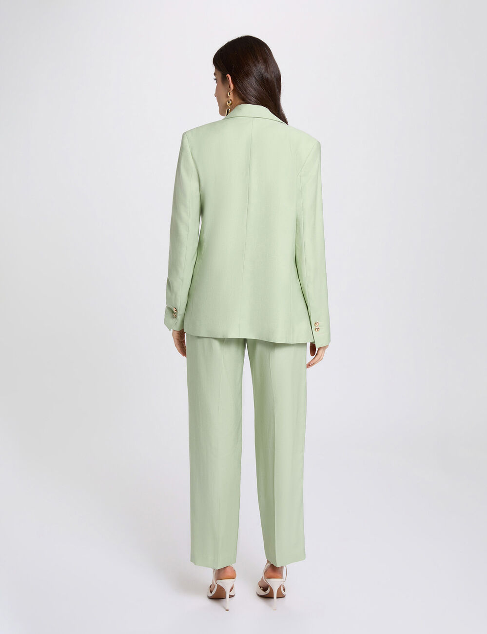 Veste ajust&eacute;e col tailleur vert pastel femme