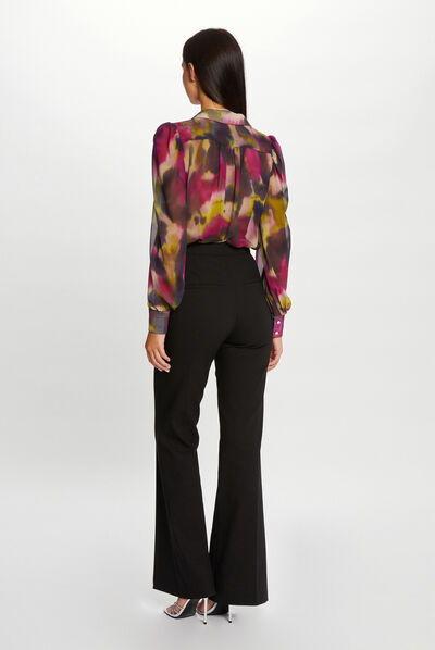 Pantalon city flare à pinces noir femme