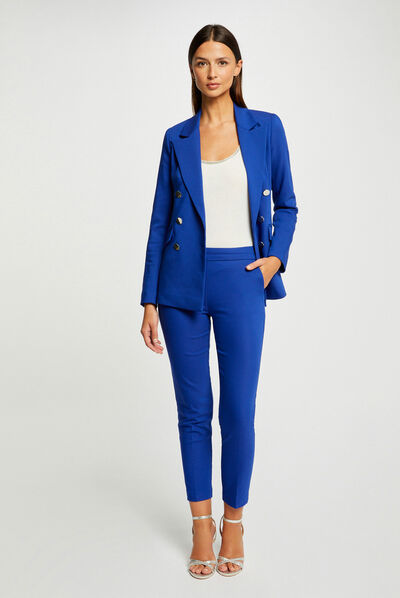 Pantalon cigarette 7/8ème bleu electrique femme