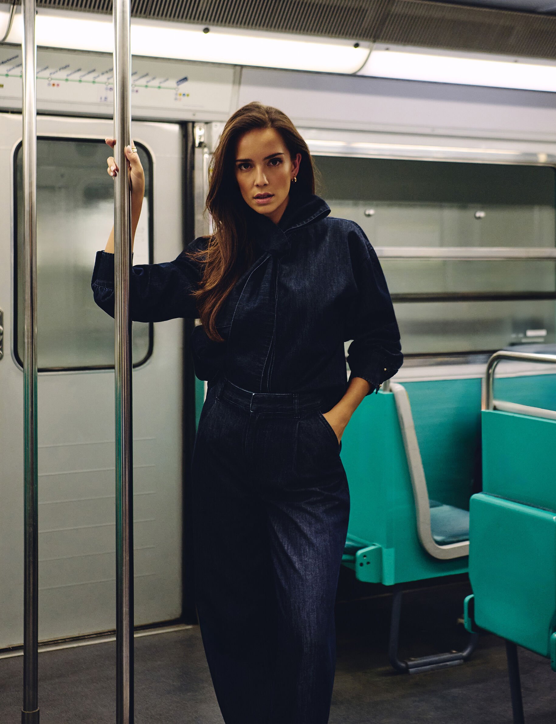 Chemise jean lavallière brut femme