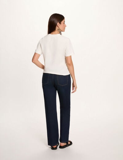 T-shirt col rond boutons blanc femme