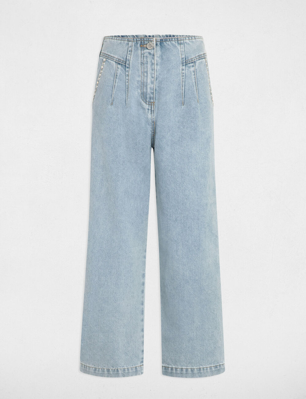 Jeans large 7/8ème clous jean bleached femme