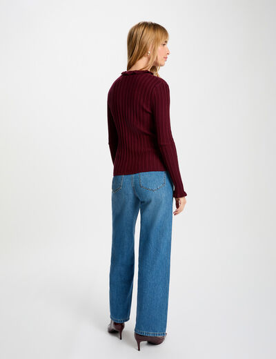Pull col montant ajust&eacute; prune femme
